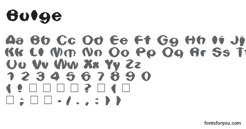 Schriftart Bulge – Alphabet, Zahlen, spezielle Symbole
