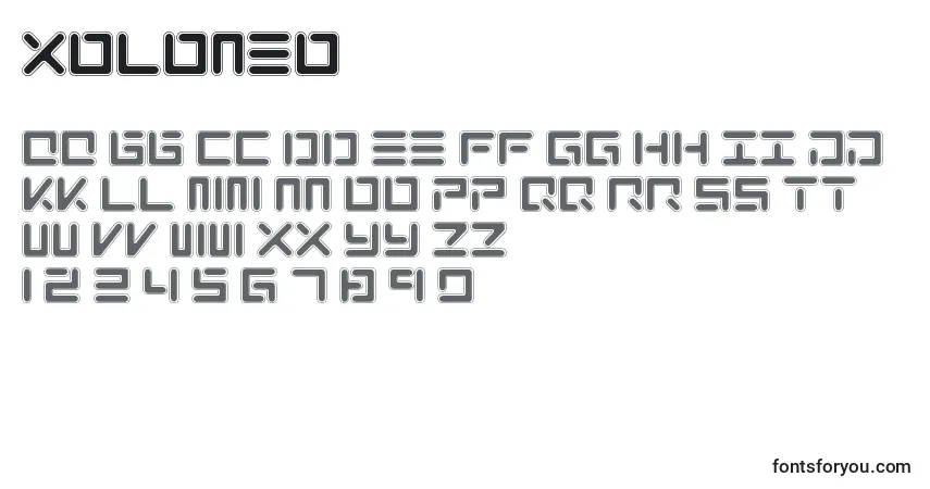 Czcionka XoloNeo – alfabet, cyfry, specjalne znaki