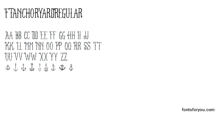Czcionka FtanchoryardRegular – alfabet, cyfry, specjalne znaki