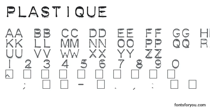 A fonte Plastique – alfabeto, números, caracteres especiais