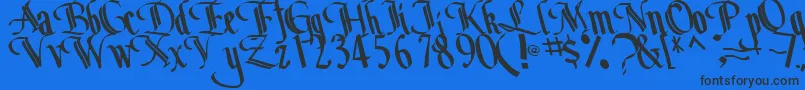BottomRegularTtstd Font – Black Fonts on Blue Background