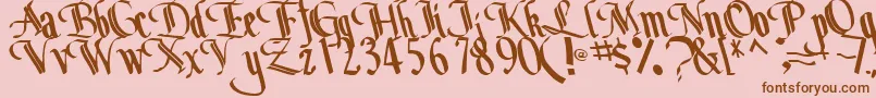 BottomRegularTtstd-Schriftart – Braune Schriften auf rosa Hintergrund