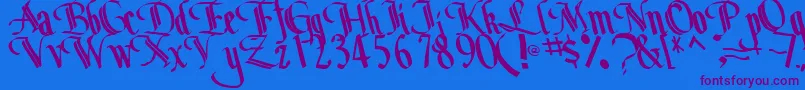 BottomRegularTtstd Font – Purple Fonts on Blue Background