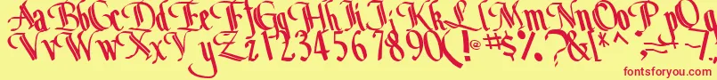 BottomRegularTtstd Font – Red Fonts on Yellow Background