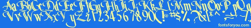 BottomRegularTtstd Font – Yellow Fonts on Blue Background