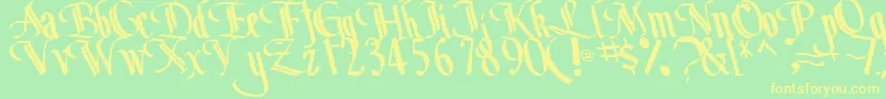 BottomRegularTtstd Font – Yellow Fonts on Green Background