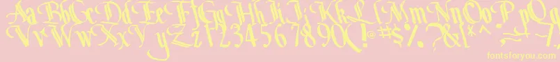 BottomRegularTtstd Font – Yellow Fonts on Pink Background