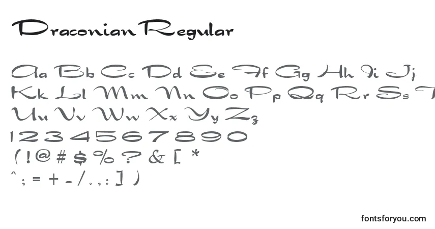 Schriftart DraconianRegular – Alphabet, Zahlen, spezielle Symbole