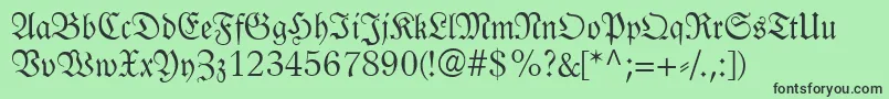 LinotypeLutherscheFraktur-fontti – mustat fontit vihreällä taustalla