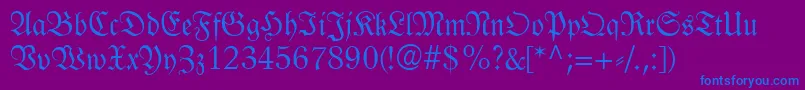 Шрифт LinotypeLutherscheFraktur – синие шрифты на фиолетовом фоне