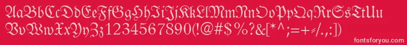 LinotypeLutherscheFraktur-Schriftart – Rosa Schriften auf rotem Hintergrund