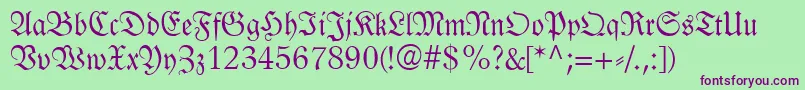 LinotypeLutherscheFraktur Font – Purple Fonts on Green Background