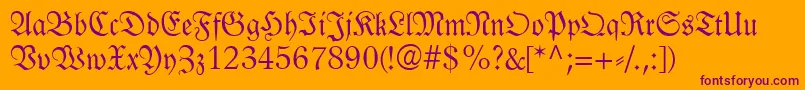 Шрифт LinotypeLutherscheFraktur – фиолетовые шрифты на оранжевом фоне