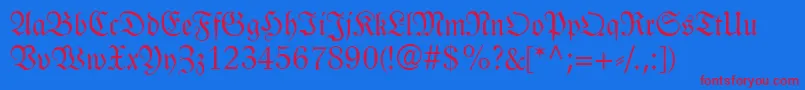 LinotypeLutherscheFraktur Font – Red Fonts on Blue Background