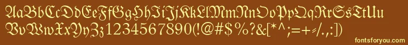 LinotypeLutherscheFraktur Font – Yellow Fonts on Brown Background