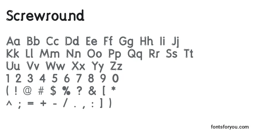 Schriftart Screwround – Alphabet, Zahlen, spezielle Symbole