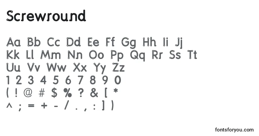 Screwround-fontti – aakkoset, numerot, erikoismerkit