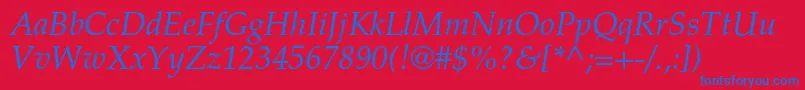 TexgyrepagellaItalic Font – Blue Fonts on Red Background