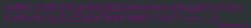 TexgyrepagellaItalic Font – Purple Fonts on Black Background