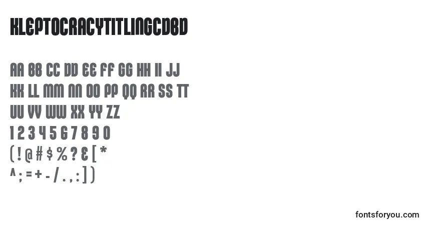 Czcionka KleptocracyTitlingCdBd – alfabet, cyfry, specjalne znaki