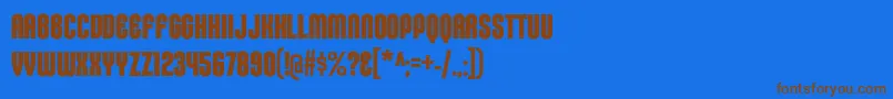 KleptocracyTitlingCdBd-Schriftart – Braune Schriften auf blauem Hintergrund