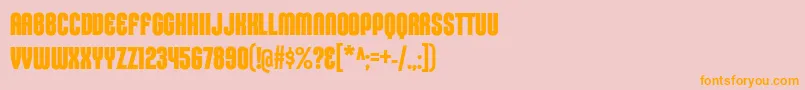 KleptocracyTitlingCdBd-Schriftart – Orangefarbene Schriften auf rosa Hintergrund