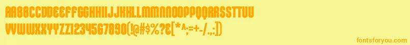 KleptocracyTitlingCdBd-Schriftart – Orangefarbene Schriften auf gelbem Hintergrund
