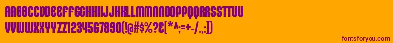 KleptocracyTitlingCdBd-fontti – violetit fontit oranssilla taustalla