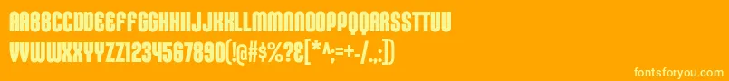 KleptocracyTitlingCdBd-Schriftart – Gelbe Schriften auf orangefarbenem Hintergrund