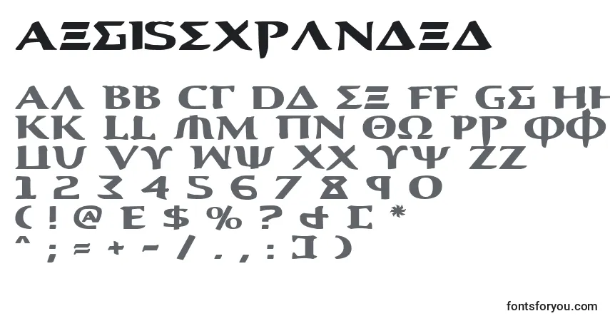 Fuente AegisExpanded - alfabeto, números, caracteres especiales
