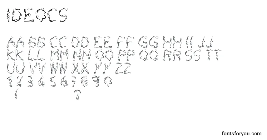 Czcionka Ideocs – alfabet, cyfry, specjalne znaki