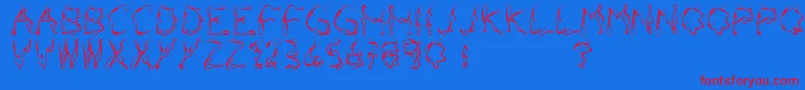 Ideocs-Schriftart – Rote Schriften auf blauem Hintergrund