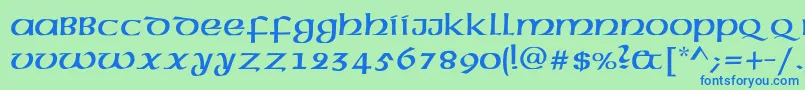 フォントAmerica1 – 青い文字は緑の背景です。