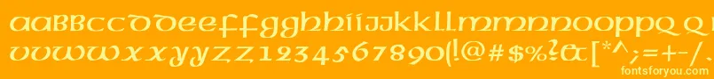 Saiba mais sobre a fonte America1 Fonte America1 – fontes amarelas em um fundo laranja