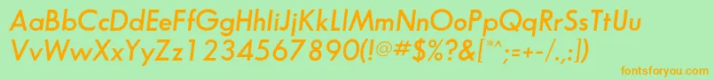 SansserifflfDemiitalic-Schriftart – Orangefarbene Schriften auf grünem Hintergrund