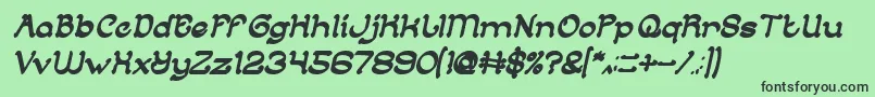 ArabianKnightBoldItalic-fontti – mustat fontit vihreällä taustalla