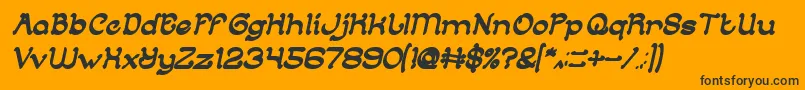 ArabianKnightBoldItalic-fontti – mustat fontit oranssilla taustalla