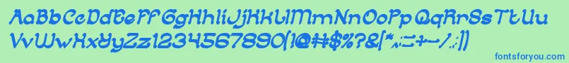 ArabianKnightBoldItalic Font – Blue Fonts on Green Background