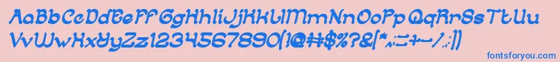 ArabianKnightBoldItalic-fontti – siniset fontit vaaleanpunaisella taustalla