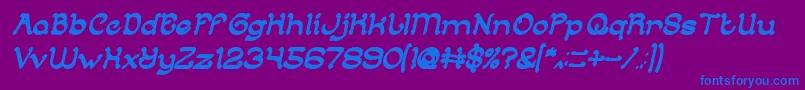 ArabianKnightBoldItalic-Schriftart – Blaue Schriften auf violettem Hintergrund