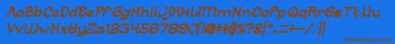 フォントArabianKnightBoldItalic – 茶色の文字が青い背景にあります。