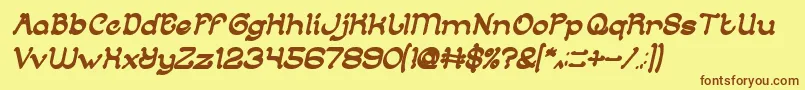 ArabianKnightBoldItalic Font – Brown Fonts on Yellow Background