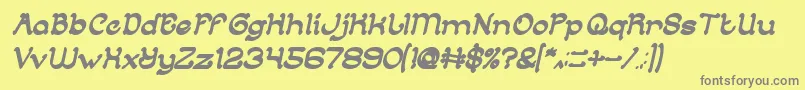 ArabianKnightBoldItalic-fontti – harmaat kirjasimet keltaisella taustalla