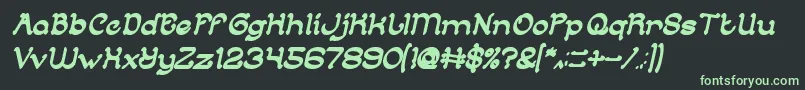 ArabianKnightBoldItalic Font – Green Fonts on Black Background