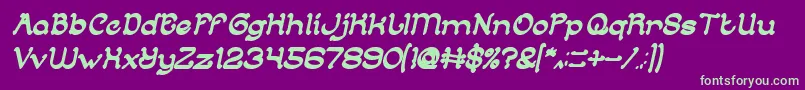 ArabianKnightBoldItalic-Schriftart – Grüne Schriften auf violettem Hintergrund
