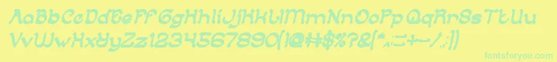 フォントArabianKnightBoldItalic – 黄色い背景に緑の文字