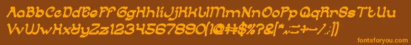 ArabianKnightBoldItalic Font – Orange Fonts on Brown Background