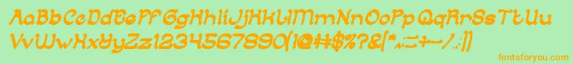 ArabianKnightBoldItalic Font – Orange Fonts on Green Background