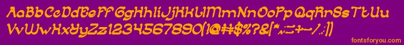 ArabianKnightBoldItalic Font – Orange Fonts on Purple Background