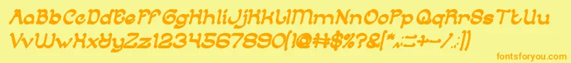 ArabianKnightBoldItalic-fontti – oranssit fontit keltaisella taustalla